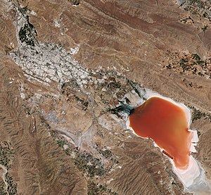 European Space Agency photo of Shiraz and Maharloo Lake