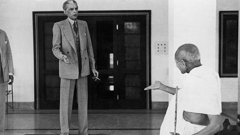 File:Mahatma Gandhi and Jinnah having a difference of opinion.jpg