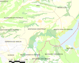 Mapa obce Montagnac-Montpezat