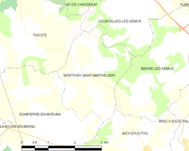 Mapa obce Montigny-Saint-Barthélemy