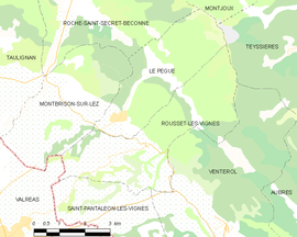 Mapa obce Rousset-les-Vignes