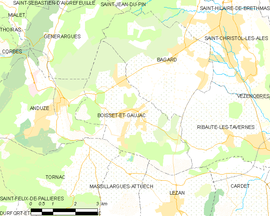 Mapa obce Boisset-et-Gaujac