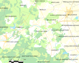 Mapa obce Sury-aux-Bois