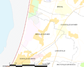 Mapa obce Bréville-sur-Mer