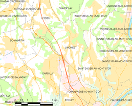 Mapa obce Limonest