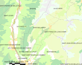 Mapa obce Montgellafrey