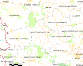 Mapa obce Saint-Bonnet-de-Bellac