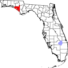 Harta e Bay County në Florida