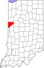 Map of Indiana highlighting Warren County