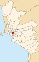 A kerület elhelyezkedése Lima tartományban