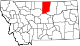 Mapa del estado que destaca el condado de Blaine