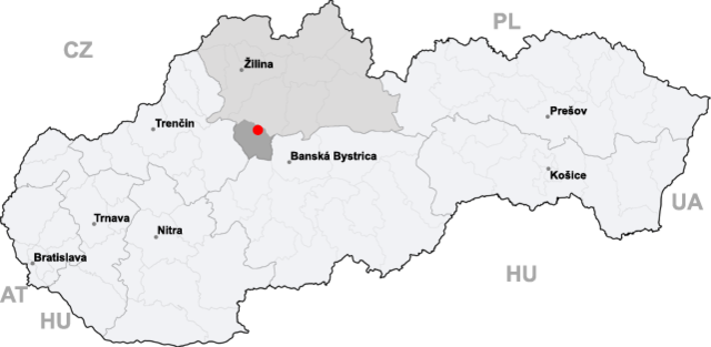 на мапі адмінподілу Словаччини