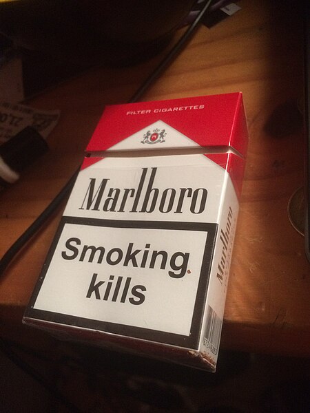 British Marlboro cigarette pack with a government health warning
