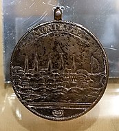 Medal bestowed on a Native American chief for the storming of Montreal by the British in 1760, by Daniel Christian Fueter, 1761, silver - Chateau Ramezay - Montreal, Canada - DSC07475.jpg