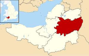 Mendip district shown within Somerset Mendip UK locator map.svg