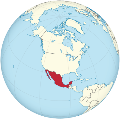 Mexico on the globe (North America centered).svg