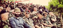 Michel Elefteriades with the commanders of battalions and regiments of the Lebanese army.