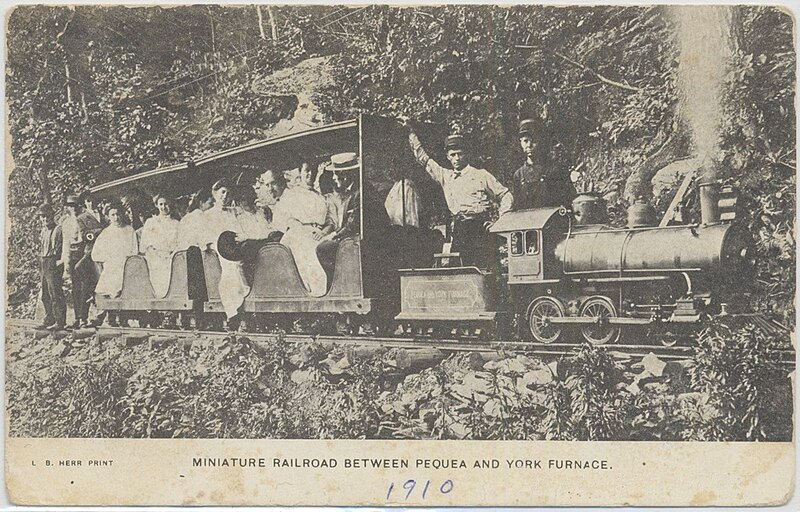 File:Miniature railroad between Pequea and York Furnace (L. B. Herr Print. Postmarked August 2, 1910, Pequea Creek).jpg