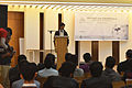 Moheen Reeyad speaks about BNWIKI challenges & experiences at Wikipedia 15 celebration in BSK (07).jpg