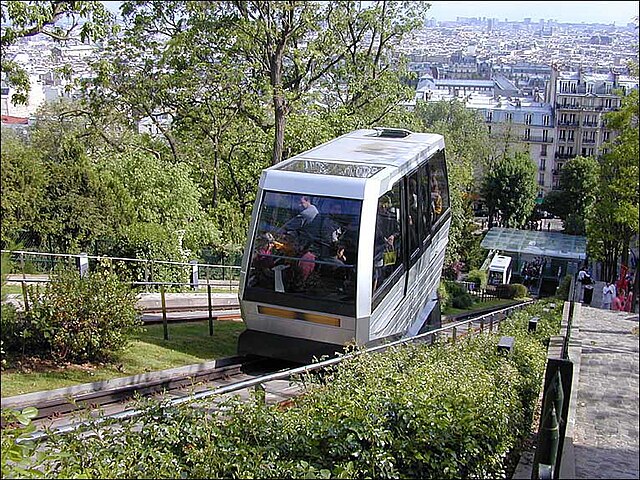 Montmartre funicular, looking down the line