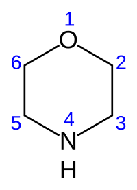 Morpholine numbering.svg