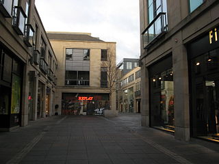 Multrees Walk street in City of Edinburgh, Scotland, UK