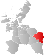 Mapa do condado de Sogn og Fjordane com Tydal em destaque.