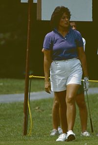 Nancy Lopez is currently the youngest golfer ever to be inducted into the LPGA Hall of Fame. NancyLopezGolfer.jpg