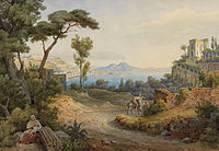 Neapel 1836. Aquarell von Rudolf Wiegmann.