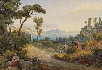 Naples 1836. Watercolor by Rudolf Wiegmann.