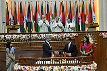 PM Narendra Modi, along with PM of Bangladesh, Sheikh Hasina, and Chief Minister of West Bengal, Mamata Banerjee, in an agreement between Indian and Bangladeshi Government, with Minister of External Affairs (India), S. Jaishankar, and Bangladesh Govt. officials Narendra Modi, the Prime Minister of Bangladesh, Ms. Sheikh Hasina and the Chief Minister of West Bengal (2).jpg