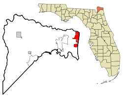 Nassau County Florida Incorporated and Unincorporated areas Fernandina Beach Highlighted.svg
