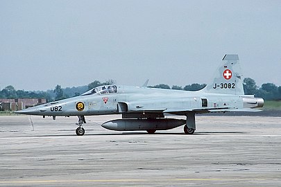 Un F-5E Tiger II de la Staffel 11 (en) au Tiger Meet 1991 à RAF Fairford.