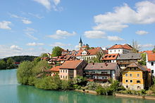 The Krka flowing through Novo Mesto