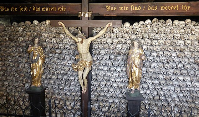 Over 31,000 skulls (assumed) in the Ossuary in Naters, Switzerland