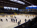 Players of HC ZUBR Přerov and VHK Vsetín warming up before the 2nd National Hockey League's 3rd play-off game