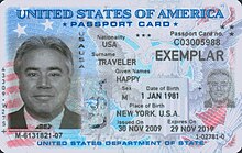 US passport card (front) Passport card.jpg