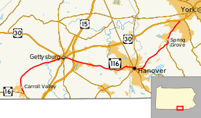 Pennsylvania Route 116 map.svg
