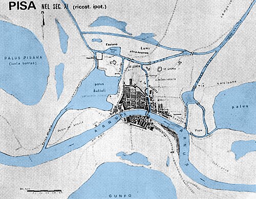 Map of Pisa in the 11th century