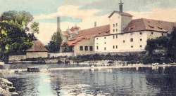 Pivovar u rybníka ve Kbelích na nedatované pohlednici