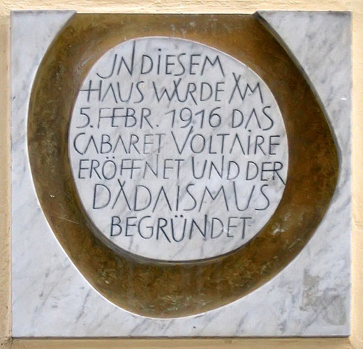 Cabaret Voltaire plaque commemorating the birth of Dada