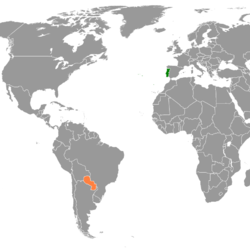 Location of Portugal and Paraguay