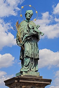Prague 07-2016 Charles Bridge John of Nepomuk statue img1
