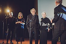 Mateusz Kudła (left) during the premiere of the Polański, Horowitz. Hometown