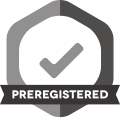 English: A badge to show that a study was preregistered. Svenska: Symbol för att visa att forskningen är förregistrerad.