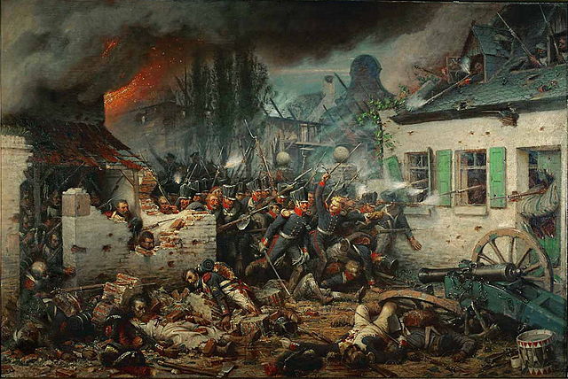 The Prussian attack on Plancenoit during the Battle of Waterloo, painted by Adolph Northen