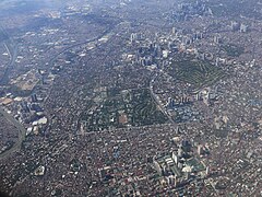 QC EDSA, Cubao, Ortigas from air