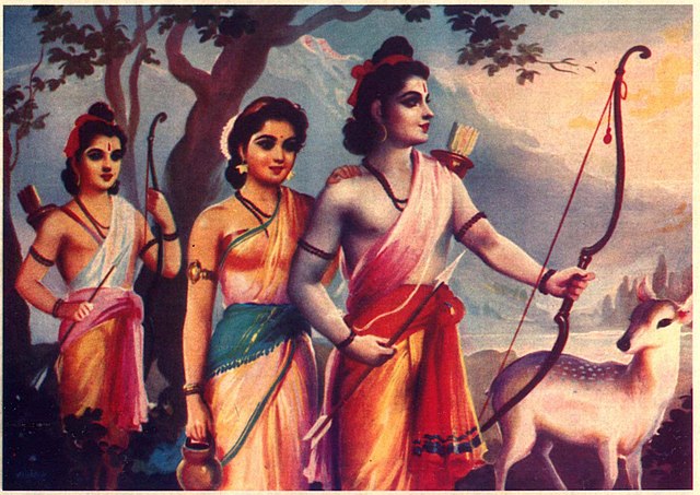 Rama, along with his younger brother Lakshmana and wife Sita, exiled to the forest.