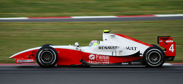 Grosjean driving for ART Grand Prix at the Silverstone round of the 2008 GP2 Series.