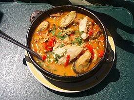 Paila marina is a common seafood soup in Chile and other South American countries.